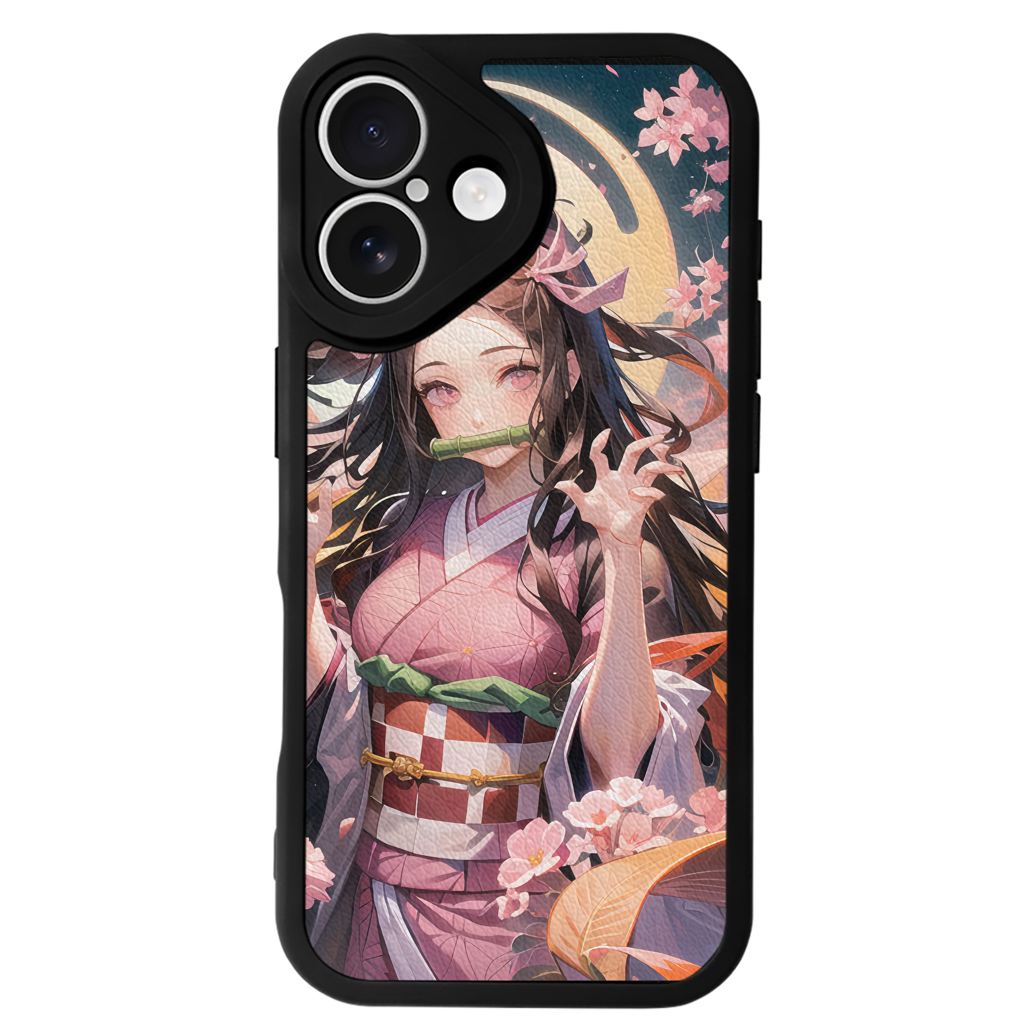 （画像用） 鬼滅の刃（きめつのやいば）竈門 禰󠄀豆子／かまど ねずこ Kamado Nezuko 【iPhone 16シリーズ対応】シリコンスマホケース（レザー調） 材質：シリコン